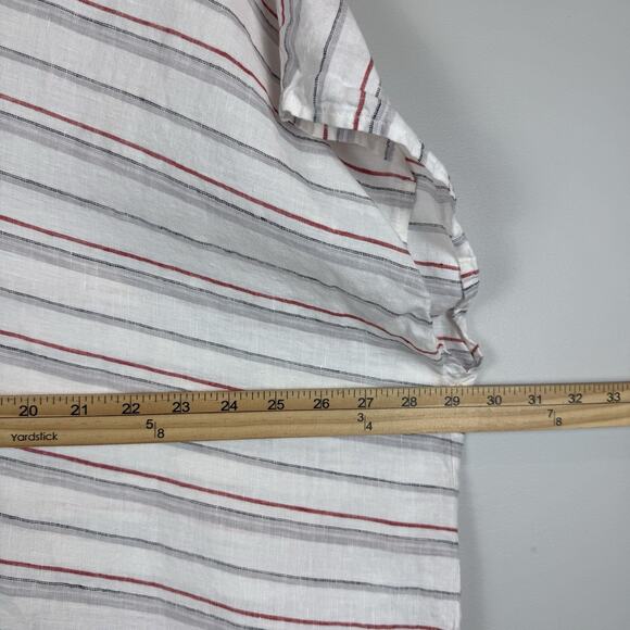 Eileen Fisher Organic Linen Tunic Top XL Striped Poncho Kaftan Beach Coastalcore - Picture 7 of 8